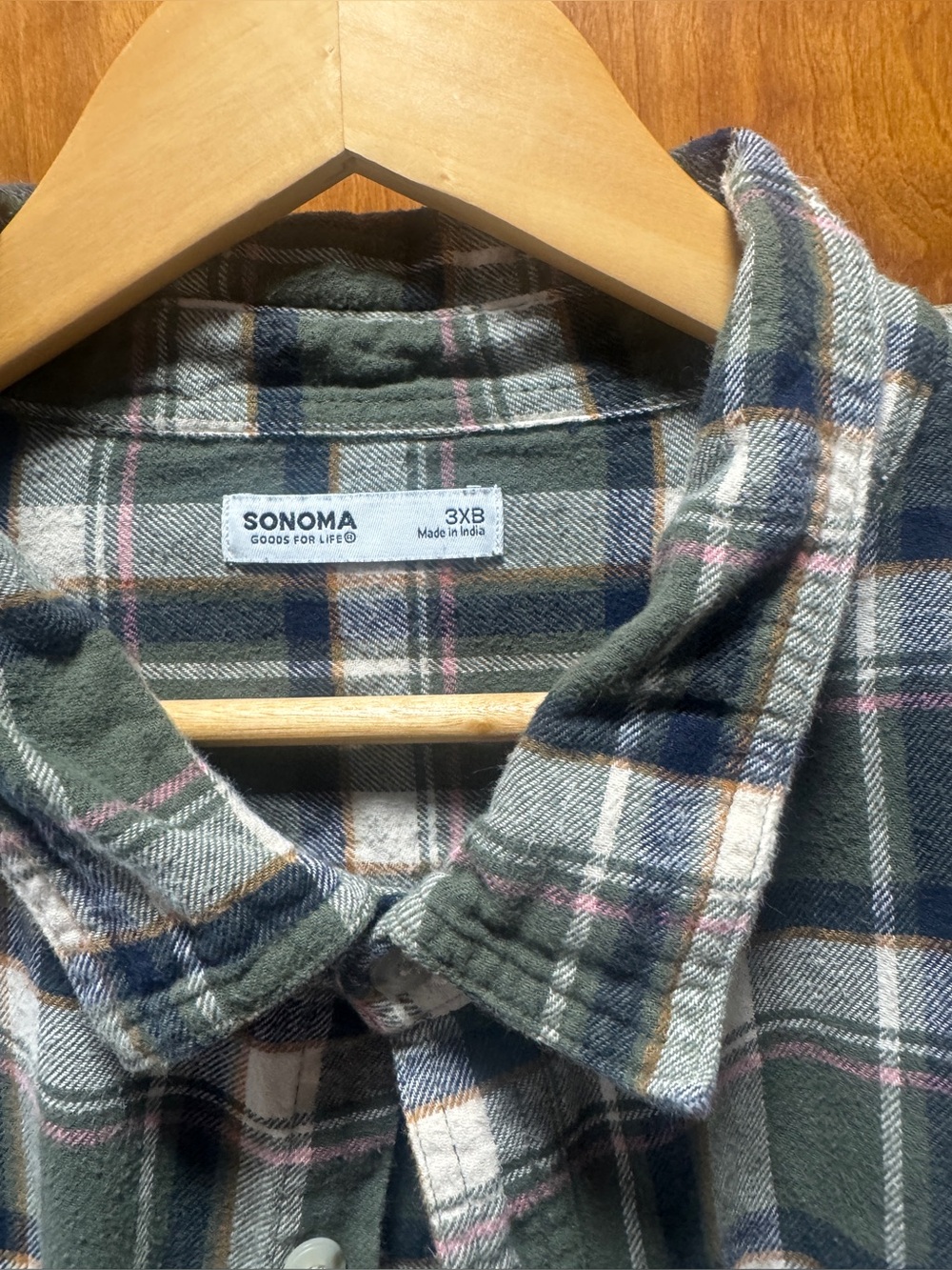 SONOMA Olive and Navy Plaid Button-Down Shirt